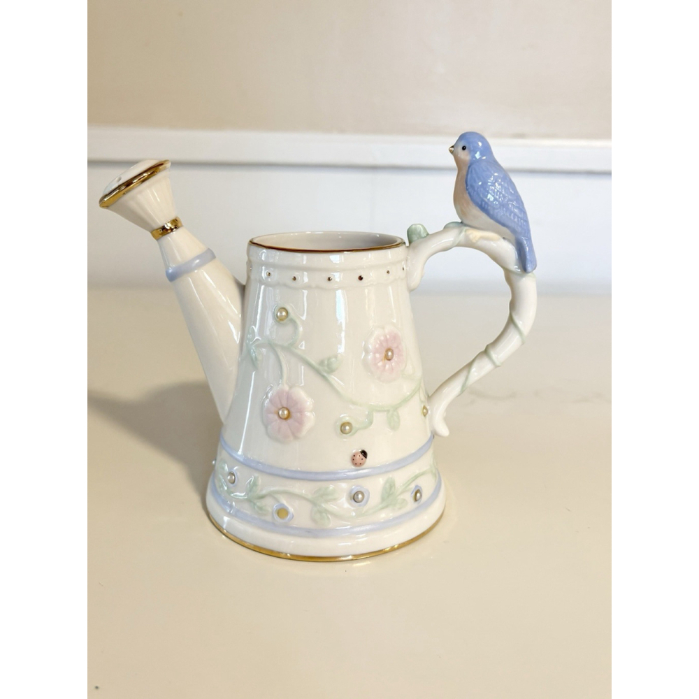 Lenox Bird Mini Watering Can Vase Floral Ladybug Porcelain Garden Pitcher - Picture 2 of 7